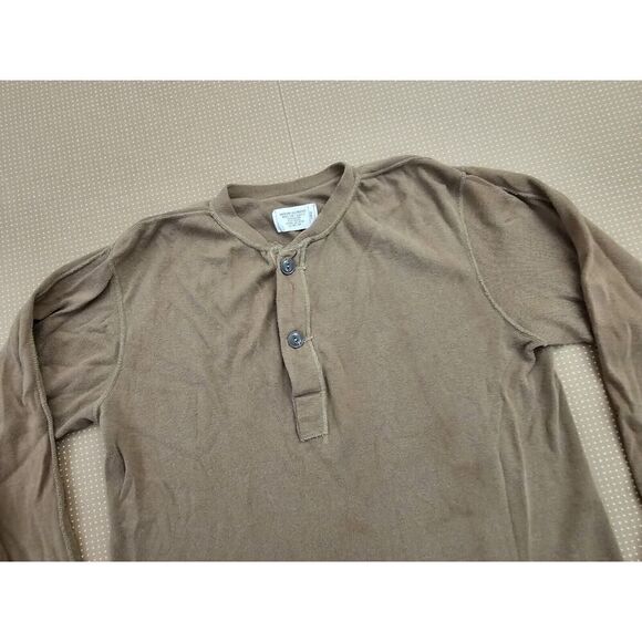 US Army UnderShirt Mens Large Cold Weather 436 Class 3 Wool Blend Henley Brown - Picture 10 of 14